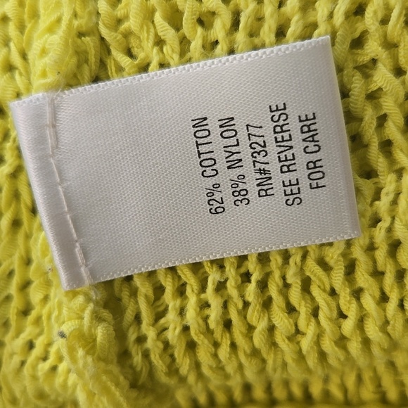 Apt.9 Loose Knit Nylon Bright Yellow Quarter Sleeve Pullover L - Picture 5 of 6